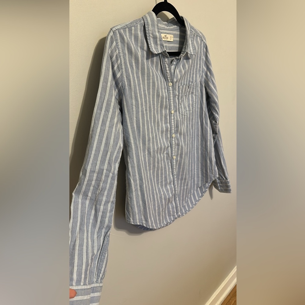 Hollister Blue & White Striped Button Up